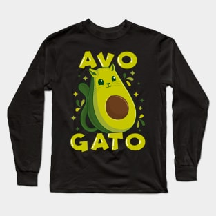 Cute & Funny Avogato Avocado Cat Pun Long Sleeve T-Shirt